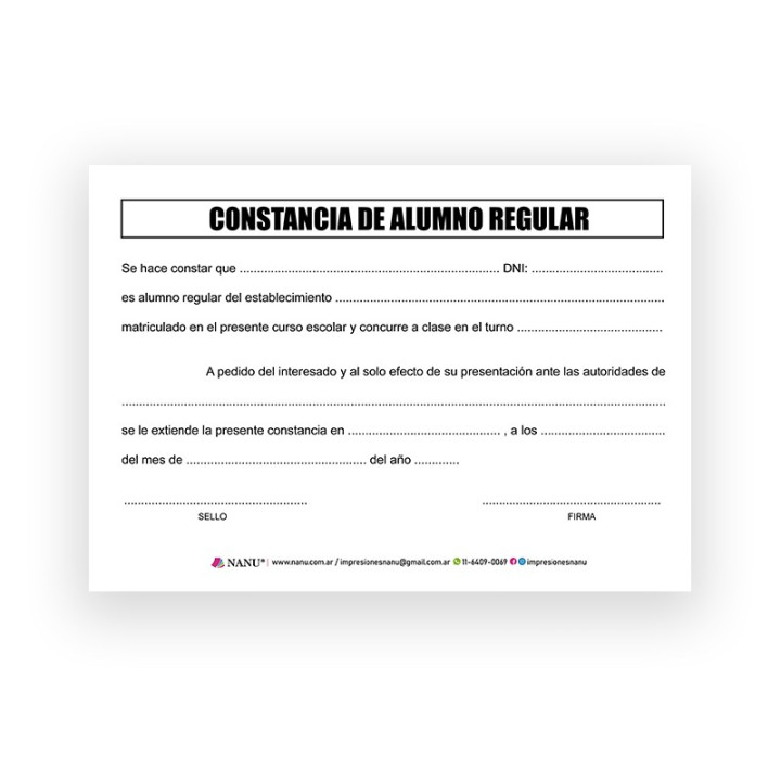 CONSTANCIA ALUMNO REGULAR