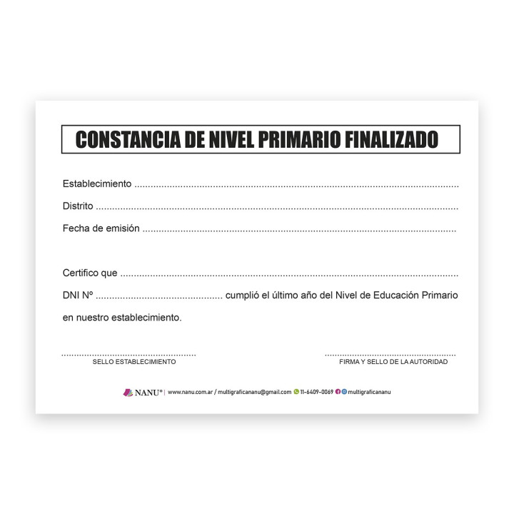 CONSTANCIA DE NIVEL PRIMARIO FINALIZADO
