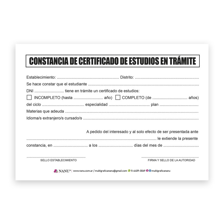 CONSTANCIA DE ESTUDIOS EN TRAMITE