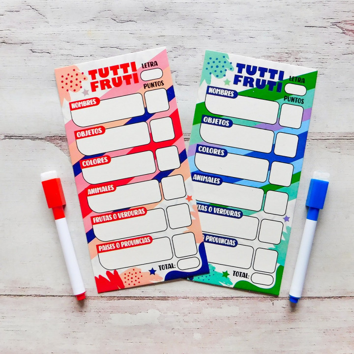 TUTTI FRUTI Borrable P/ 2 Jugadores con Fibron