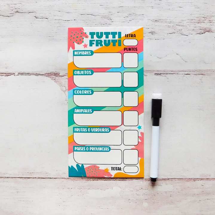 TUTTI FRUTI Borrable P/ 2 Jugadores con Fibron