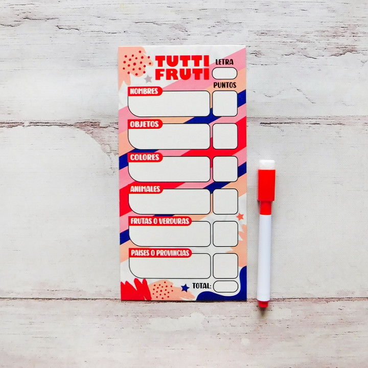 TUTTI FRUTI Borrable P/ 2 Jugadores con Fibron