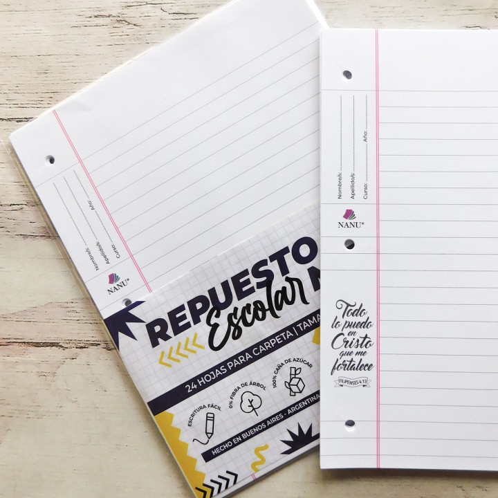 REPUESTO ESCOLAR N°3 90 grs RAYADO Frases Religiosas