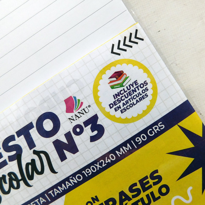 REPUESTO ESCOLAR N°3 90 grs RAYADO Frases Religiosas