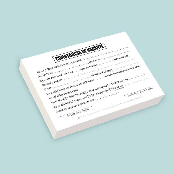 CONSTANCIA VACANTE