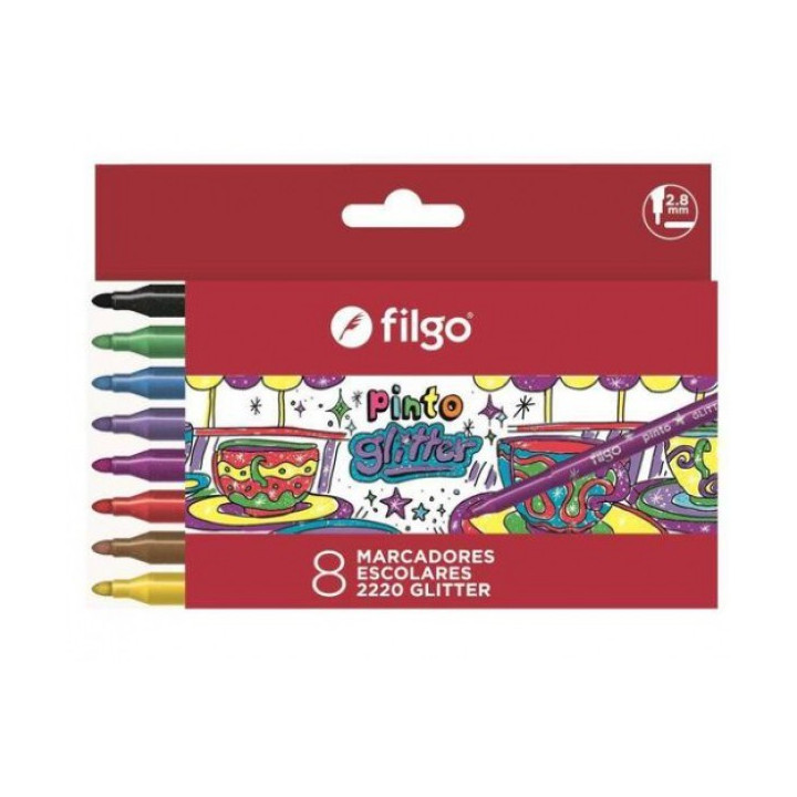 Marcadores 2220 Glitter x 8 FILGO