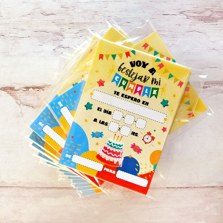 TARJETA DE INVITACION  PARA CUMPLE X 10 Unidades