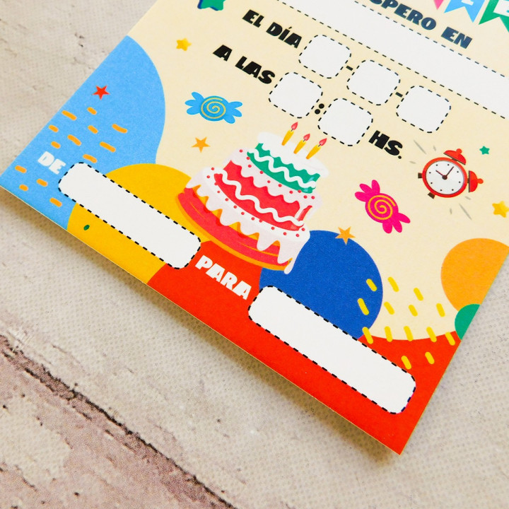 TARJETA DE INVITACION  PARA CUMPLE X 10 Unidades