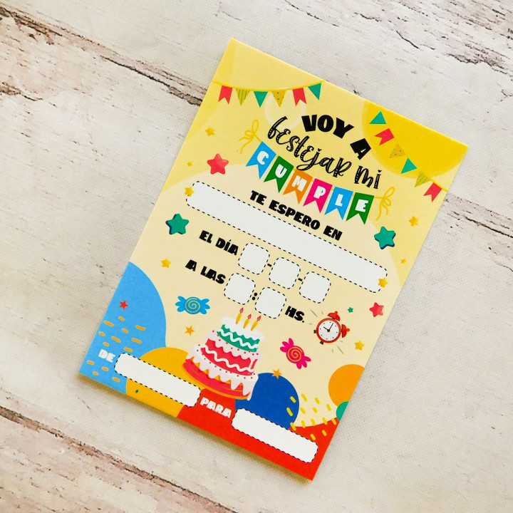 TARJETA DE INVITACION  PARA CUMPLE X 10 Unidades