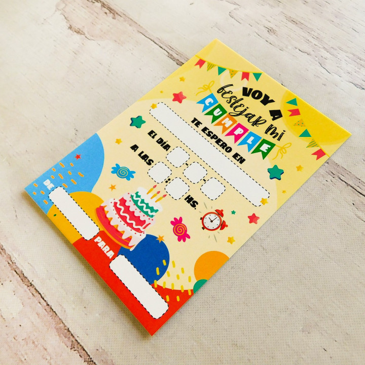 TARJETA DE INVITACION  PARA CUMPLE X 10 Unidades