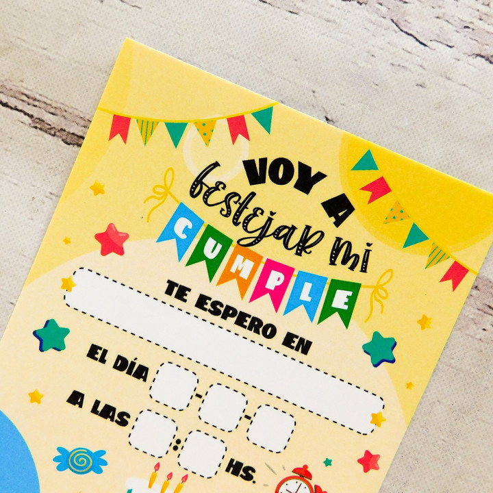 TARJETA DE INVITACION  PARA CUMPLE X 10 Unidades