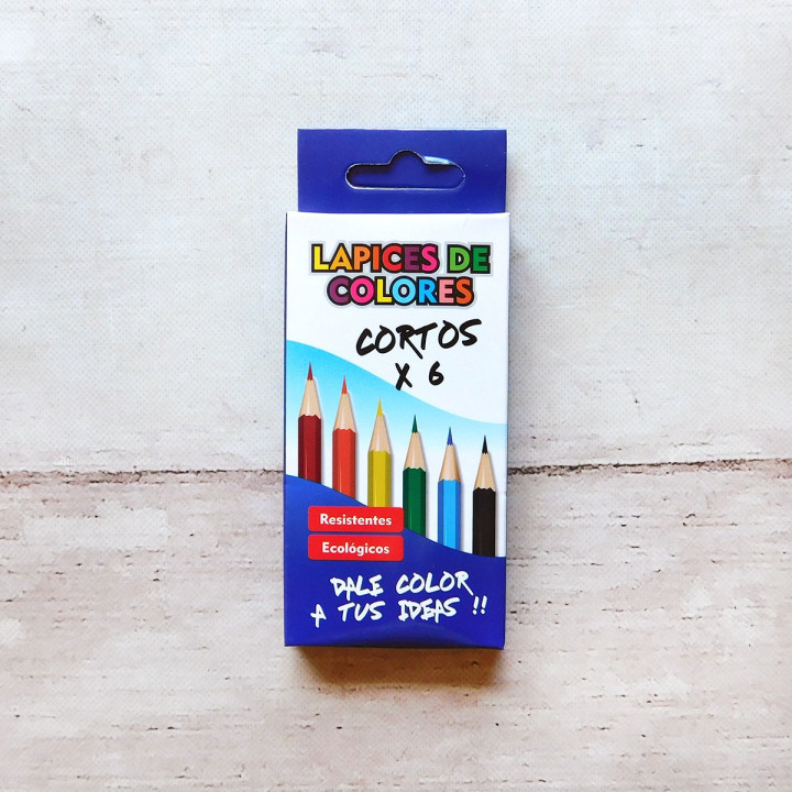 Lapices de Colores Cortos X6