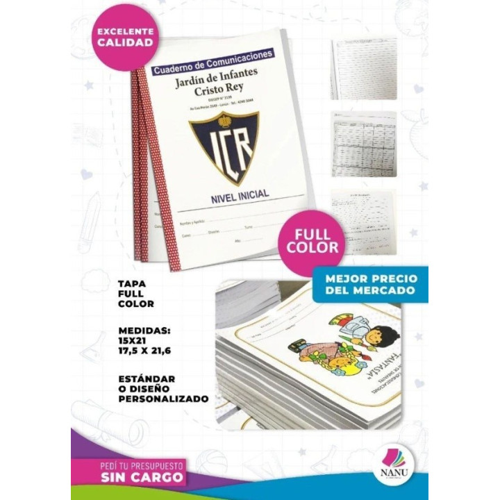 CUADERNOS DE COMUNICADOS INICIAL ENCOLADO 56 PAG LISO (12 DÍAS HAB)