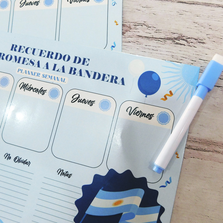 PIZARRA PLANNER SEMANAL IMANTADA TAM. A4 PROMESA A LA BANDERA