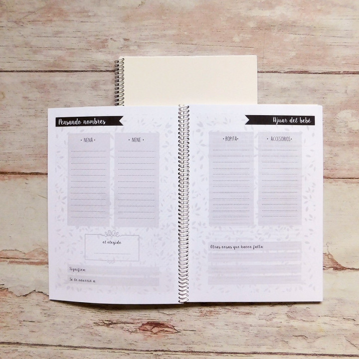 CUADERNO AGENDA DE EMBARAZO Int B&N Sublimable