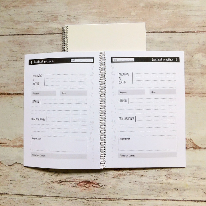 CUADERNO AGENDA DE EMBARAZO Int B&N Sublimable
